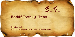 Bodánszky Irma névjegykártya